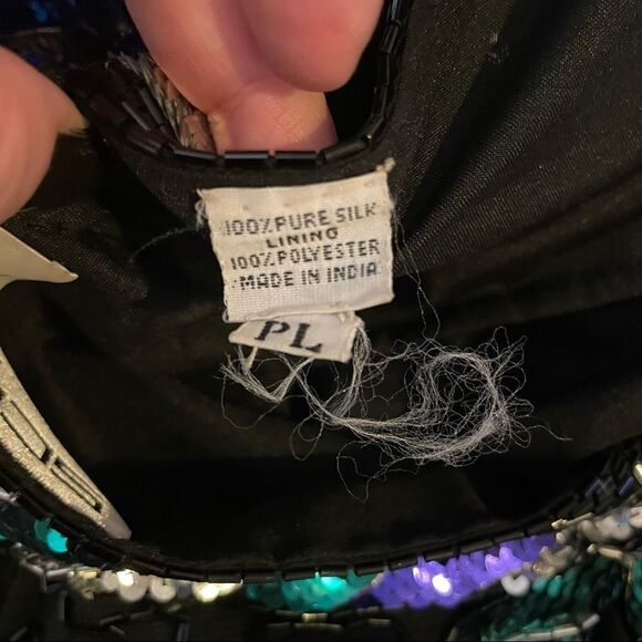 Vintage Scala Black Beaded Sequins Cocktail Dress Open Back - Picture 7 of 7